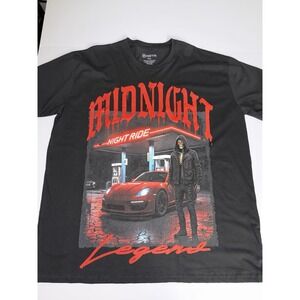 RGSTR Men 3XL Graphic T-Shirt Black Midnight Night Ride Legend Skeleton Car NEW